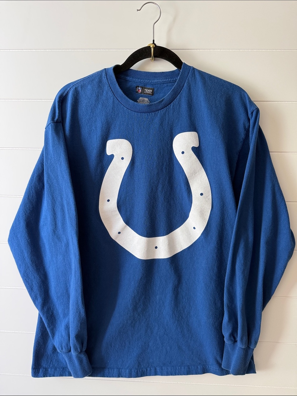 NFL Indianapolis Colts Blue Long Sleeve Tee with White Horseshoe Logo